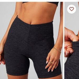 Fabletics NWT Heather Black Bike Shorts High-Waisted Stretch